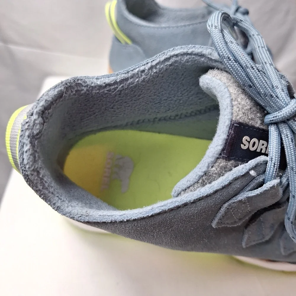 SOREL Kinetic Impact Caribou Waterproof Boot Women Sz 9.5 Blue Grey Lime Outsole